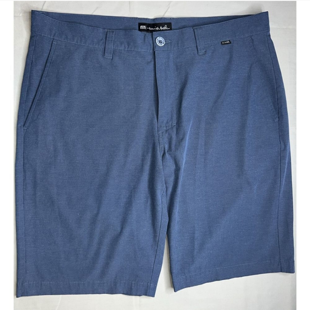 Travis Mathew Men's Golf Shorts Blue Chino Size 36 Stretch Performance